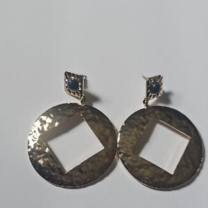 Gold and Blue Statement Earrings